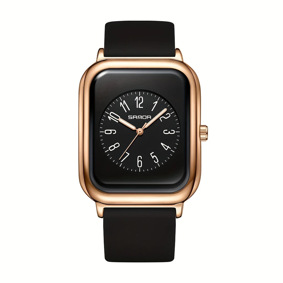 Square Quartz Watches Silicone Strap Zinc Alloy Pointer