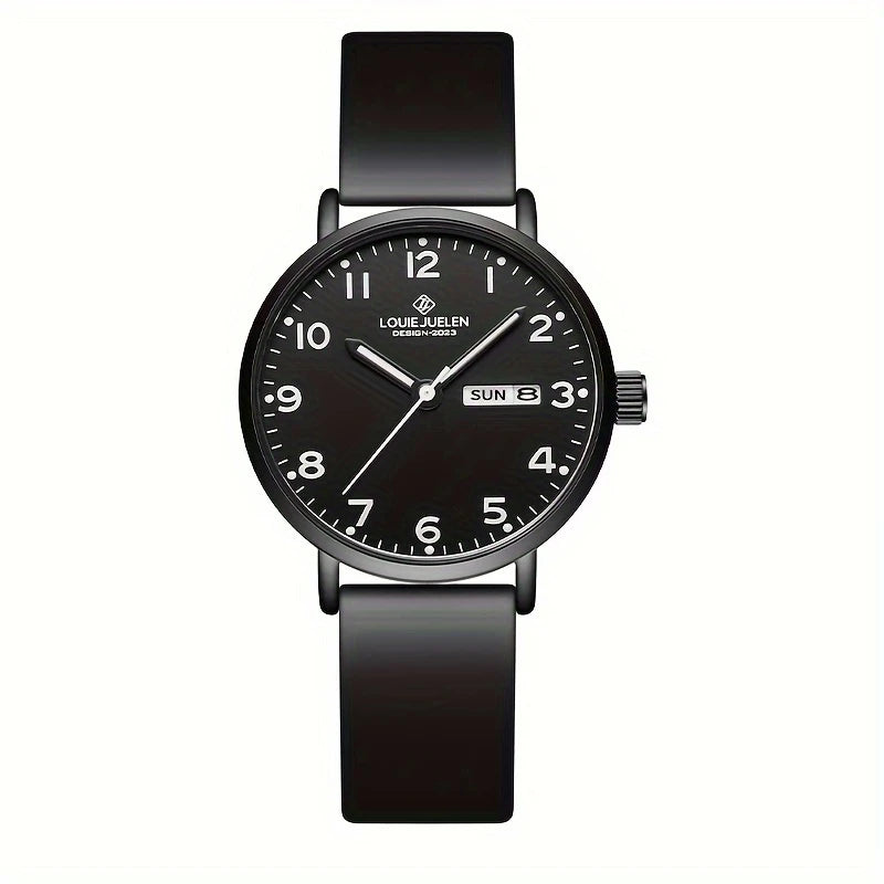 Quartz Watch, Stylish White Casual Night Glow Silicone Strap