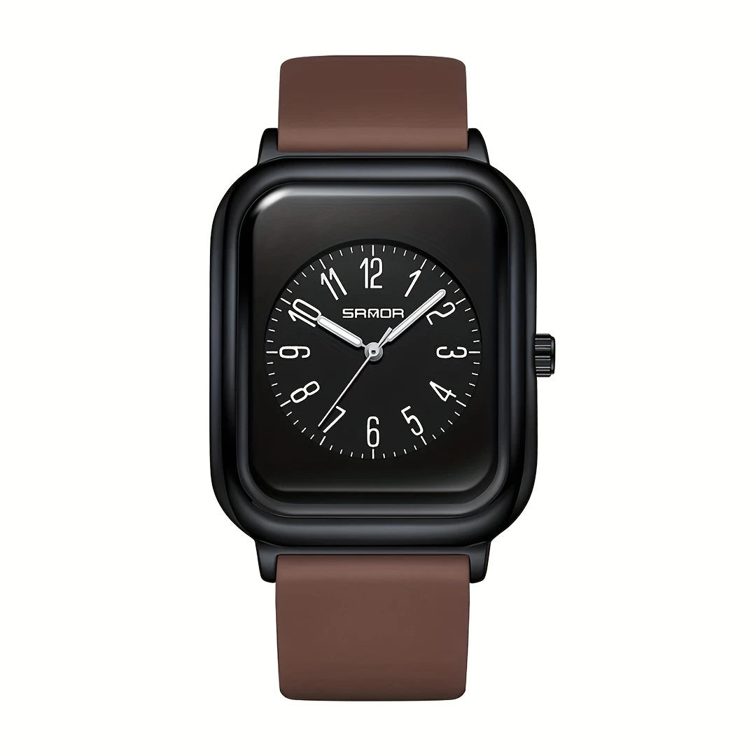 Square Quartz Watches Silicone Strap Zinc Alloy Pointer