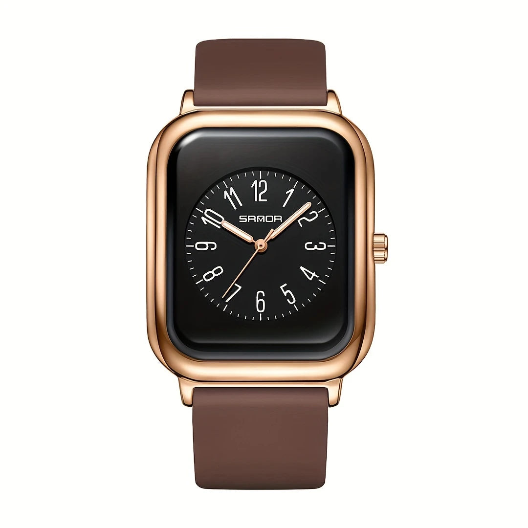 Square Quartz Watches Silicone Strap Zinc Alloy Pointer