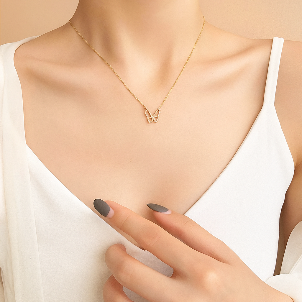 Mini Hollow Butterfly Pendant Necklace
