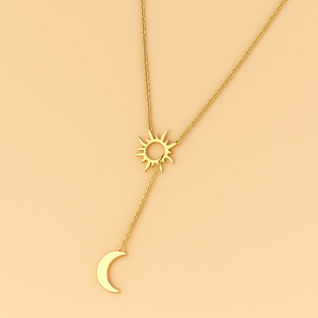 Delicate Sun & Moon Necklace – Minimalist Pendant Design