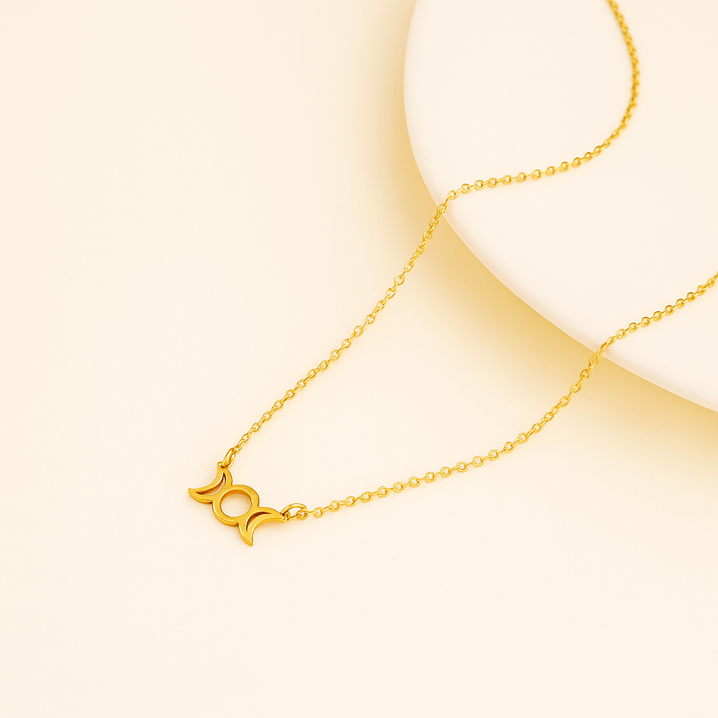 Gold-Plated Triquetra & Moon Phase Pendant – Vintage-Inspired Design