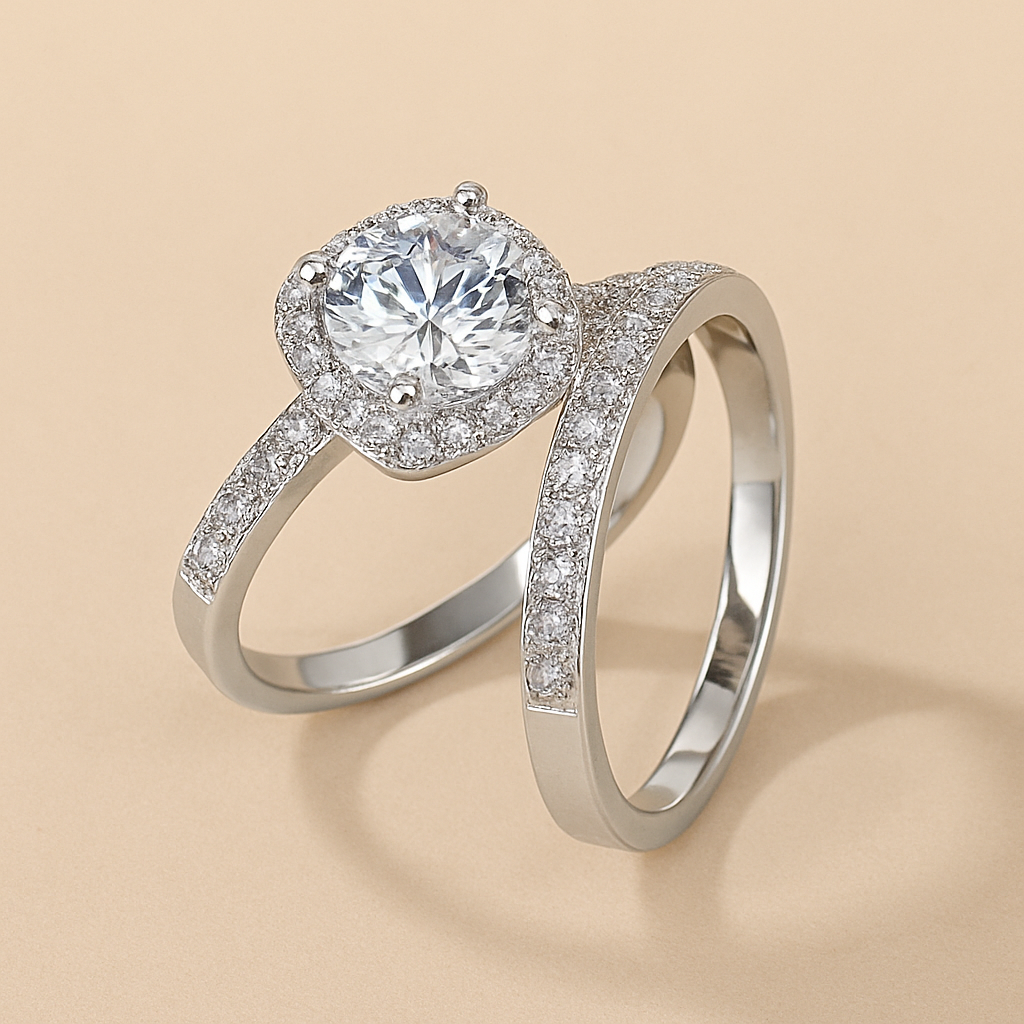 Luxury Inlaid Imitation Ring Set for Women
