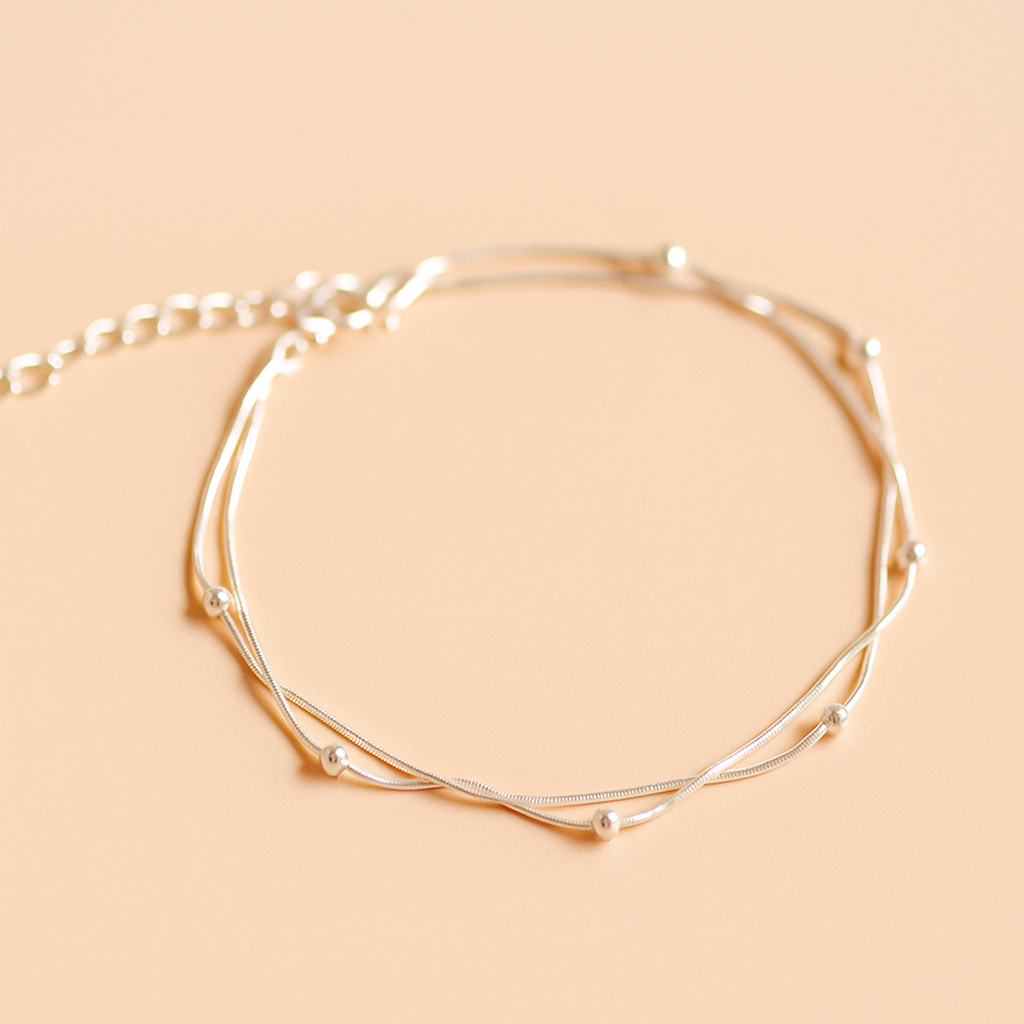 Double-Layer Star & Cat Paw Bracelet with Beaded Charm