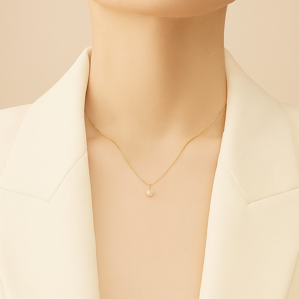 Elegant 18K Gold-Plated Necklace with a Single Imitation Pearl