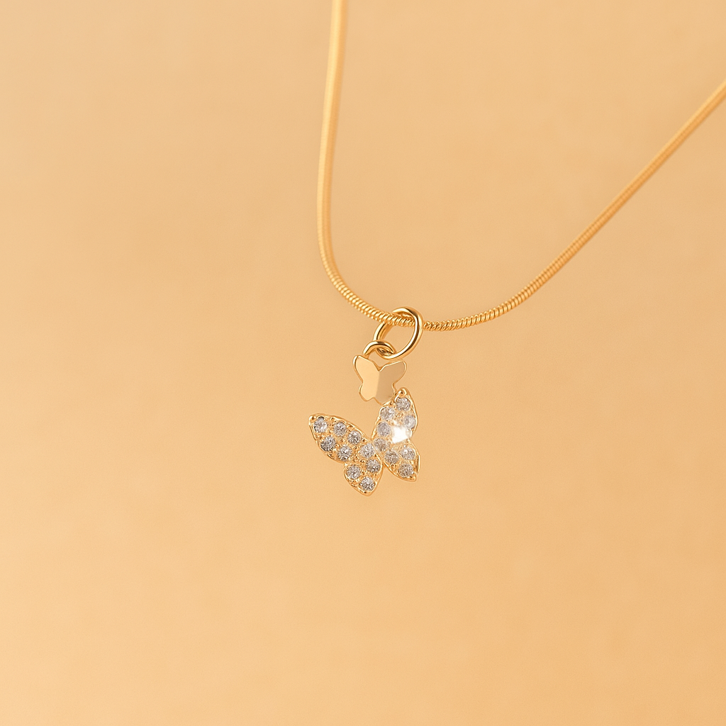 Butterfly Pendant Necklace with Sparkling Synthetic Zirconia