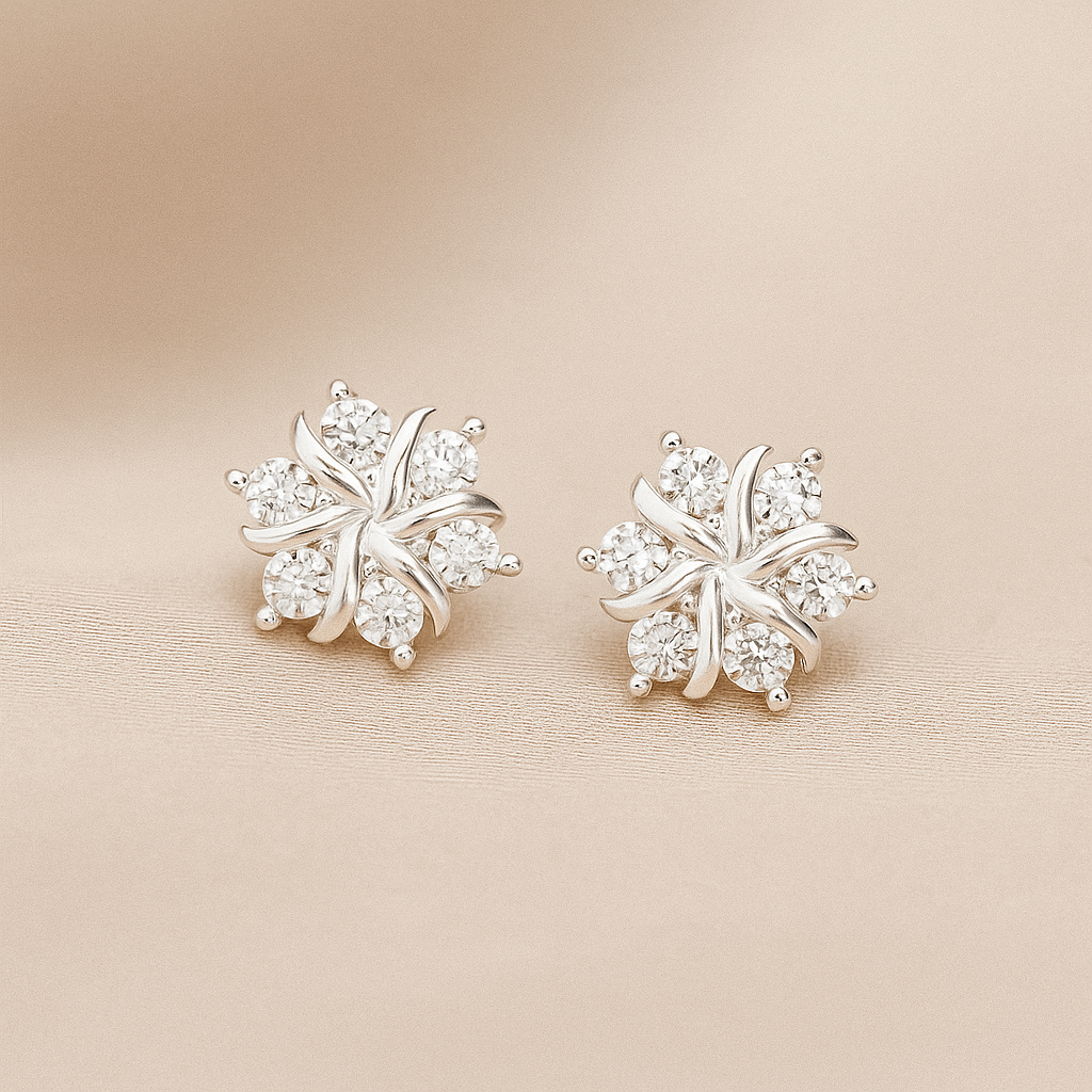 Delicate Snowflake Earrings – Silver-Plated with Frosted Elegance