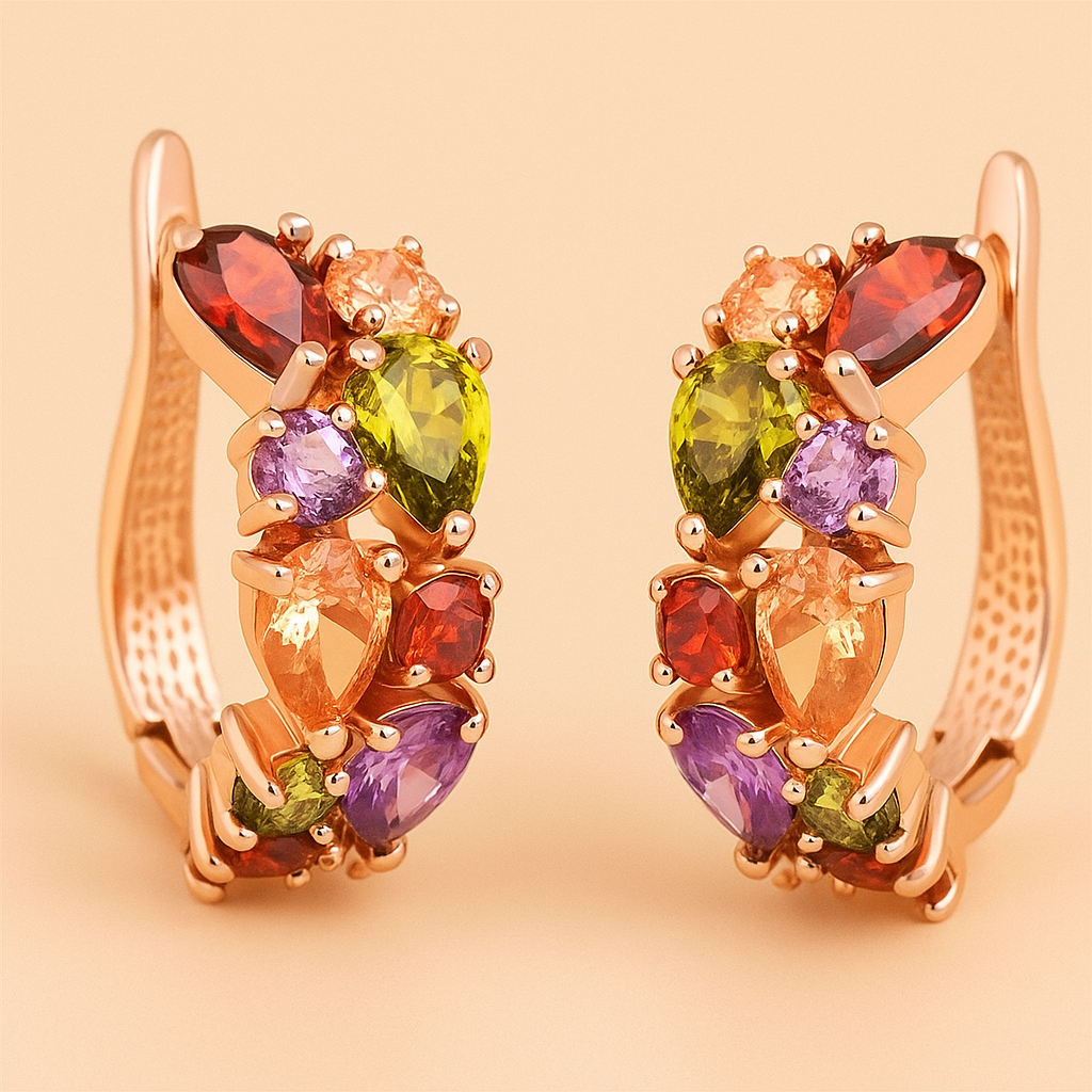 Stunning Multicolor Zirconia Hoop Earrings – Vibrant & Elegant