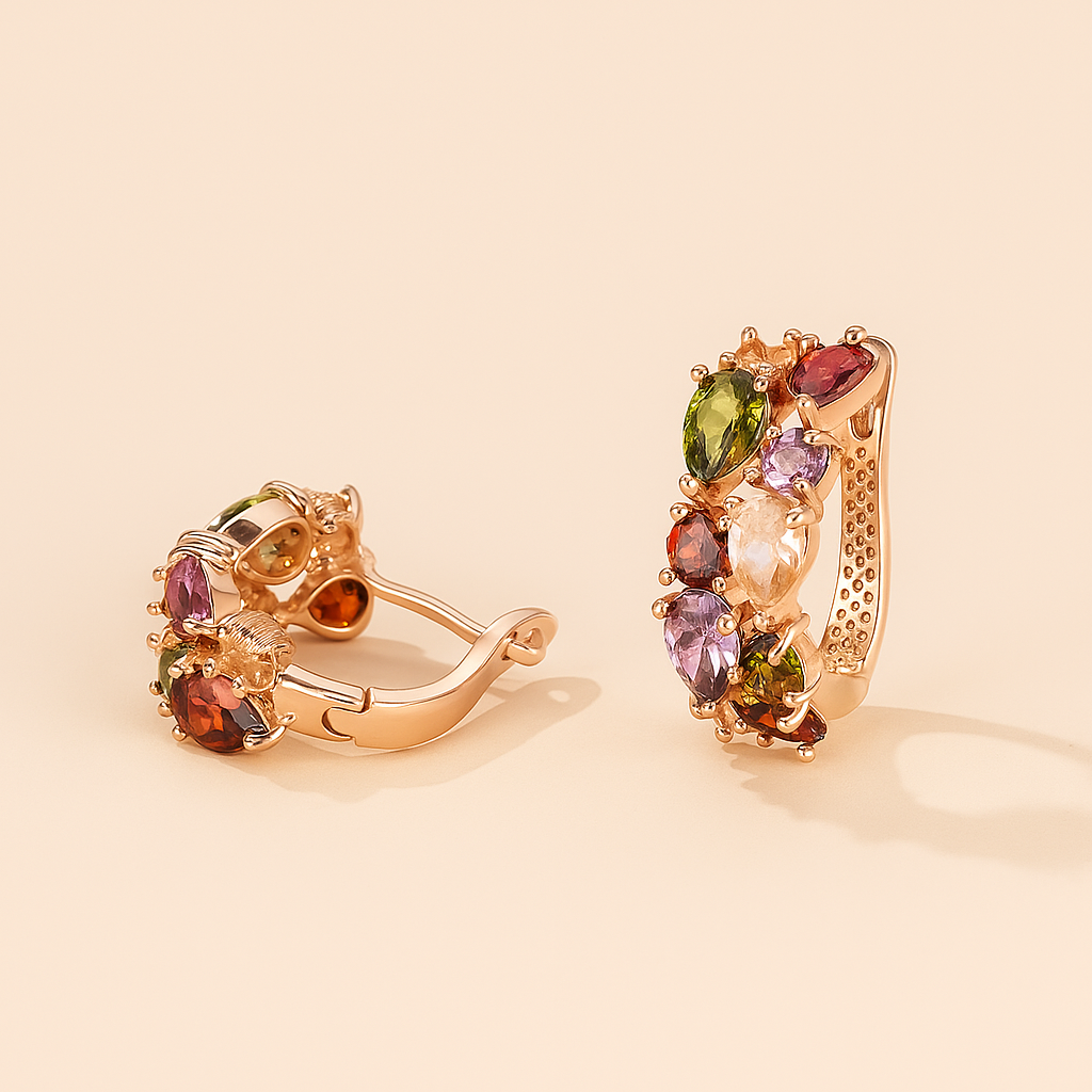 Stunning Multicolor Zirconia Hoop Earrings – Vibrant & Elegant