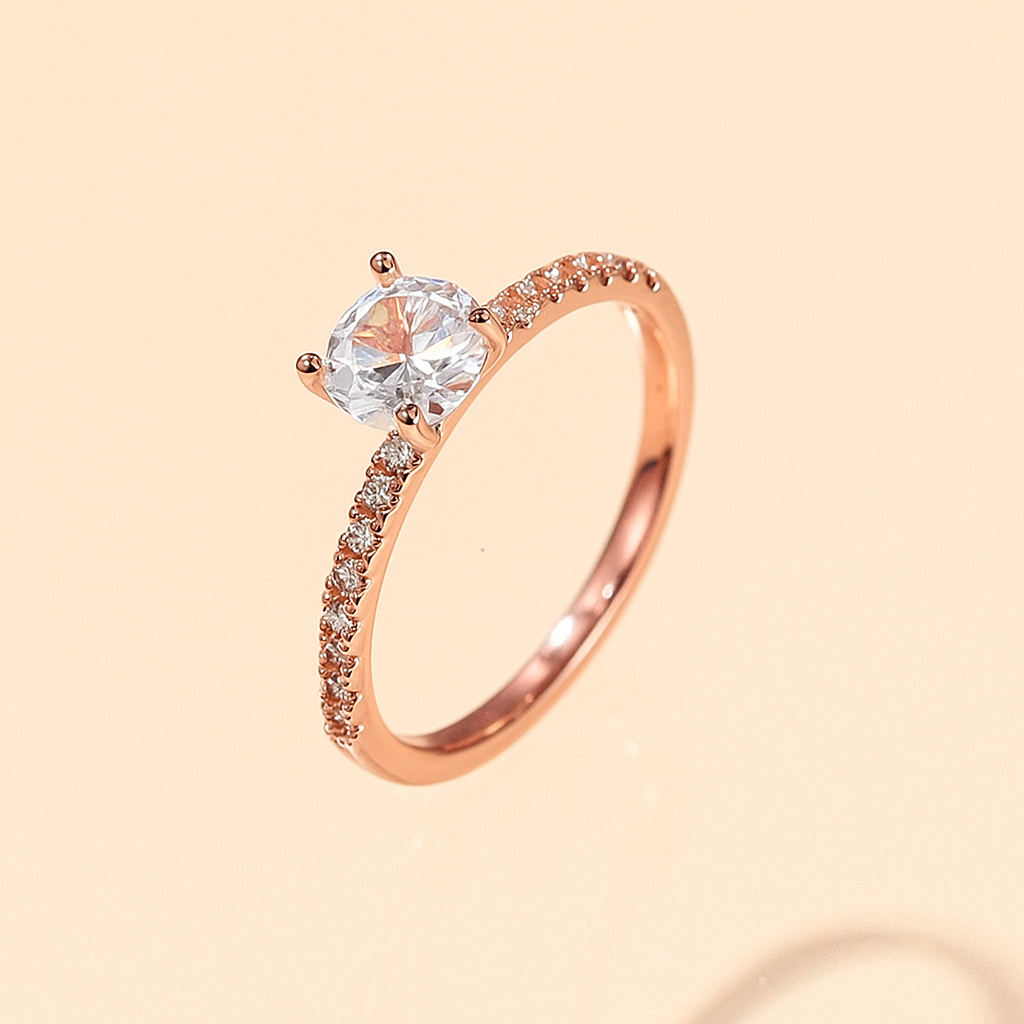 Elegant Minimalist Zirconia Engagement Ring with Four-Claw Setting