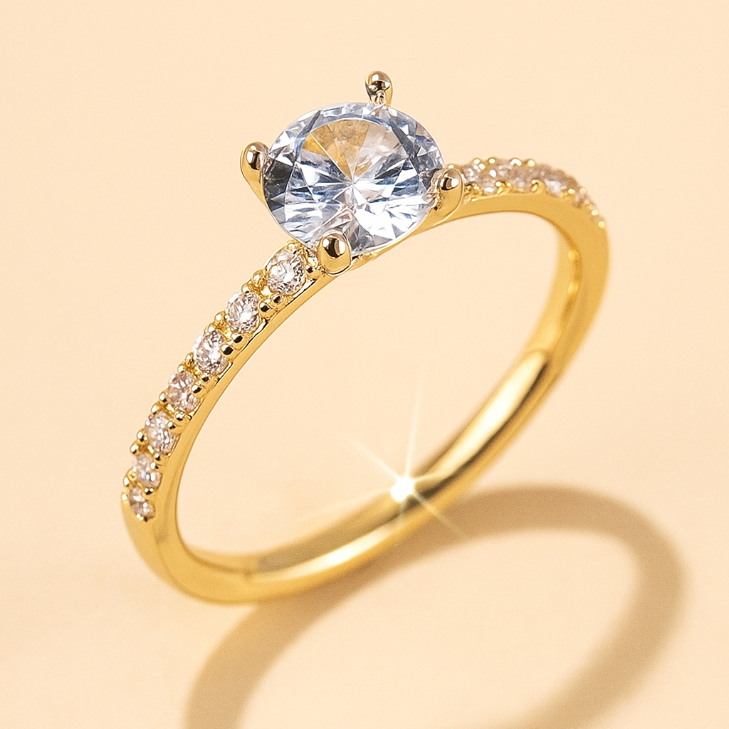 Elegant Minimalist Zirconia Engagement Ring with Four-Claw Setting