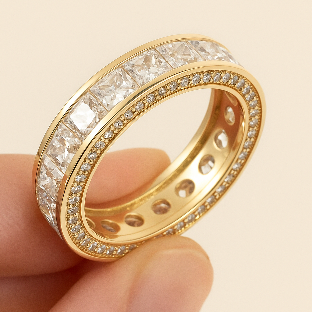 Eternal Sparkle: Wide Band Cubic Zirconia Ring for Women
