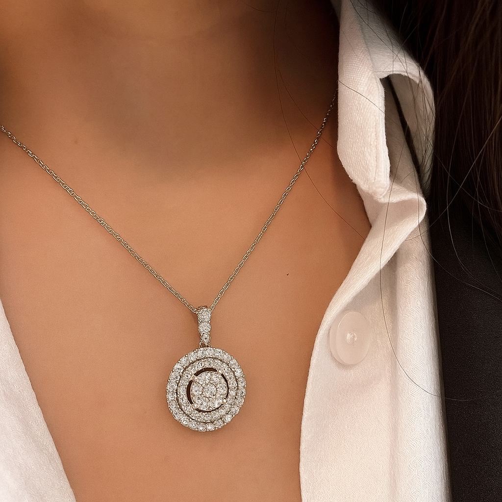 Luxury Round Zirconia Pendant Necklace – Timeless Sparkle for Women