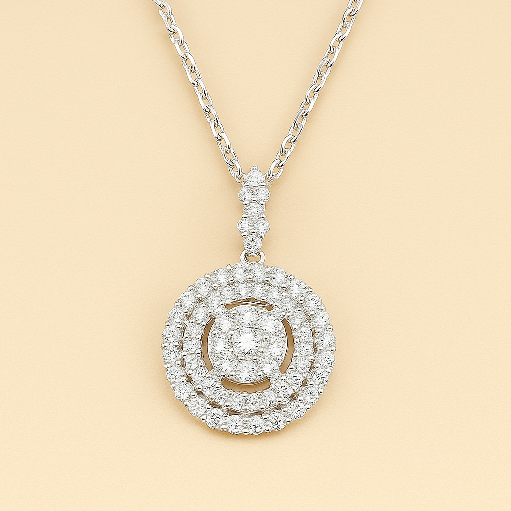 Luxury Round Zirconia Pendant Necklace – Timeless Sparkle for Women