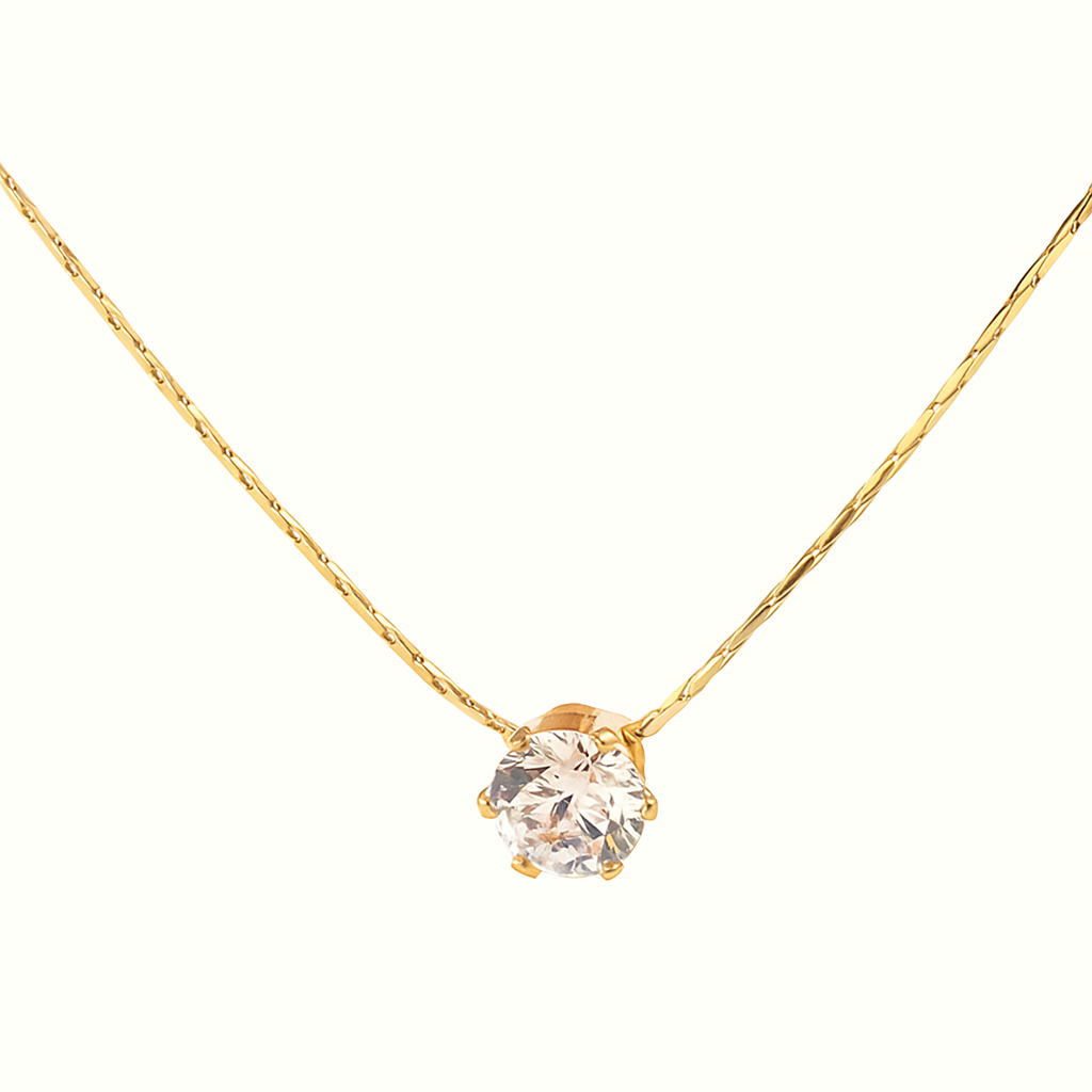 Elegant European-Style Pendant Necklace – Golden Finish with Sparkling Rhinestones