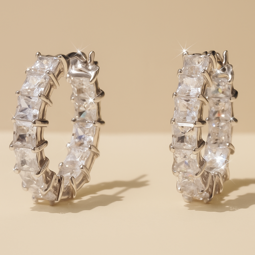 Elegant Square Hoop Earrings for Women – Accented with Dazzling Zirconia
