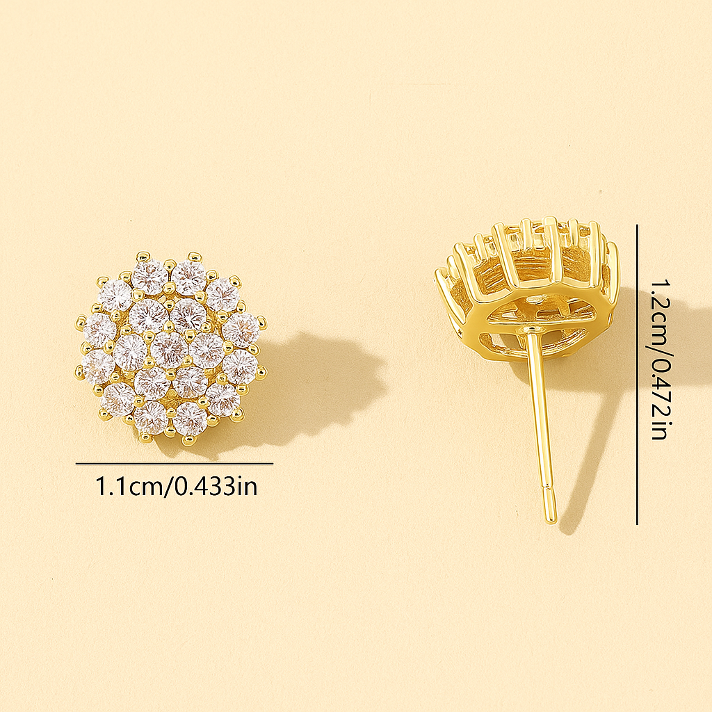 Luxurious Flower-Shaped Copper Earrings – Accented with Sparkling Synthetic Zirconia