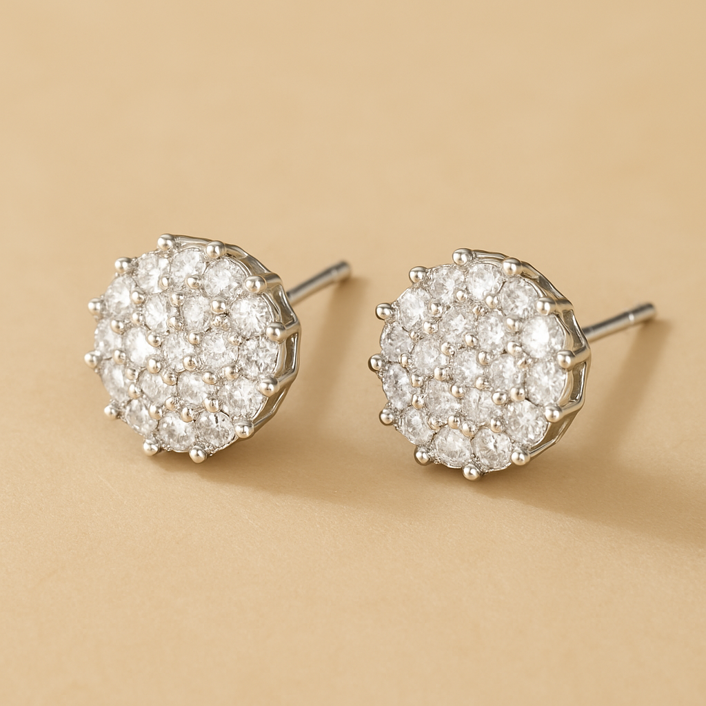 Luxurious Flower-Shaped Copper Earrings – Accented with Sparkling Synthetic Zirconia