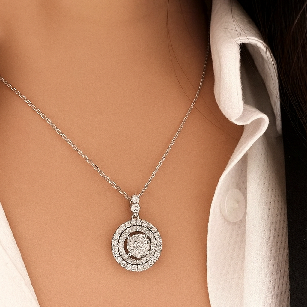 Shiny Zirconia Round Pendant Necklace – Luxurious Birthstone Jewelry