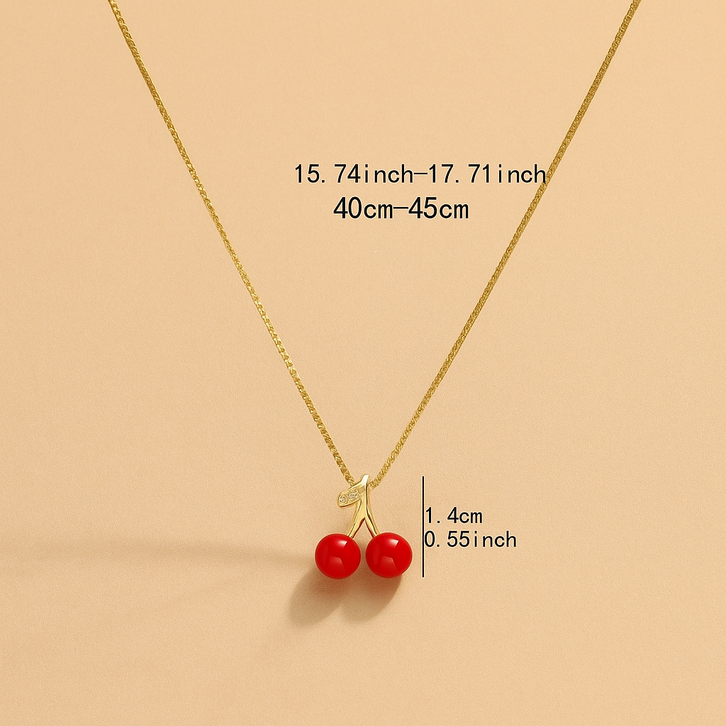 Minimalist Cherry Pendant Necklace for Women