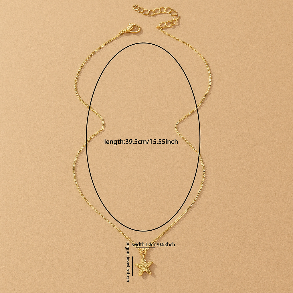 Summer-Inspired Necklace with Gold Starfish Charm