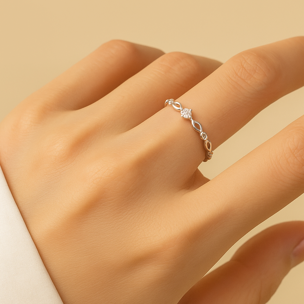 Delicate Copper Open Ring – Inlaid with Sparkling Zirconia