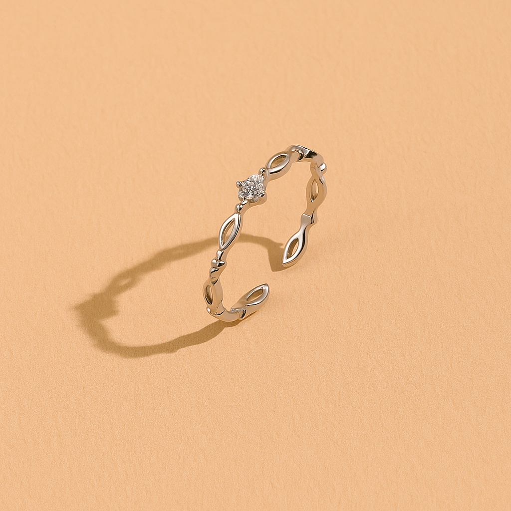 Delicate Copper Open Ring – Inlaid with Sparkling Zirconia