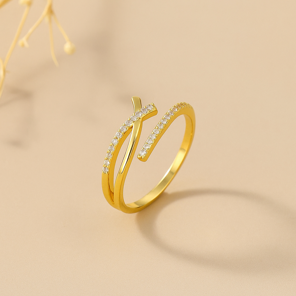 Exquisite Adjustable Cuff Ring for Women – Inlaid with Sparkling Zirconia