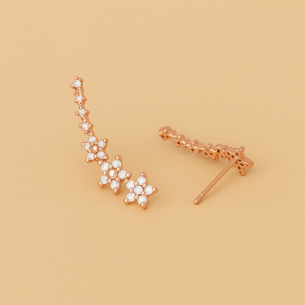 Elegant Floral Stud Earrings – Sparkling Rhinestone Accents