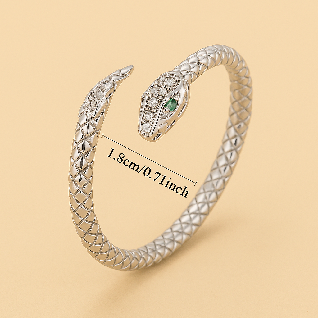 Vintage Snake Open Ring – Inlaid with Imitation Zirconia
