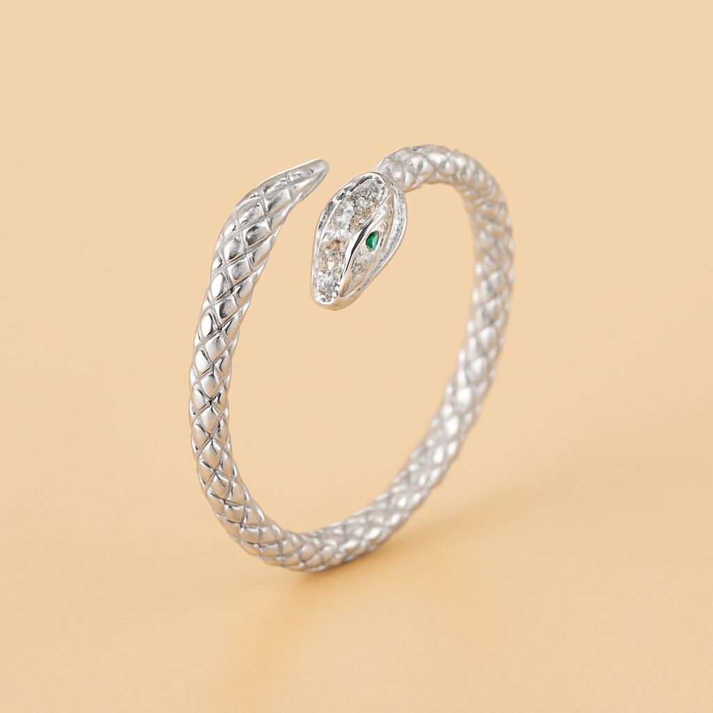 Vintage Snake Open Ring – Inlaid with Imitation Zirconia