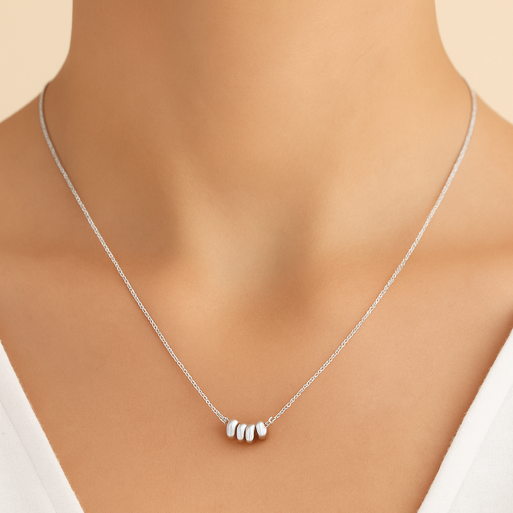 Elegant Five-Bead Pendant Necklace – 18K Gold-Plated Finish