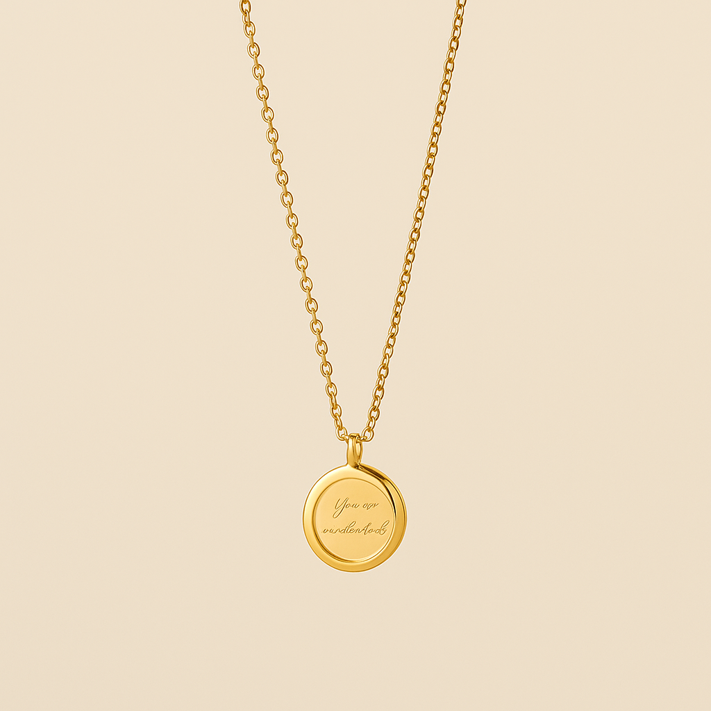 18K Gold-Plated Necklace – Classic Round Pendant Design