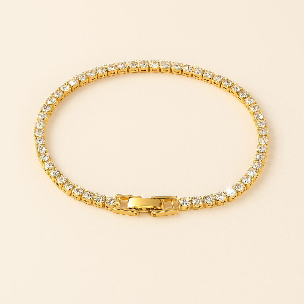 Gold-Plated Tennis Bracelet – Sparkling Zirconia Detailing