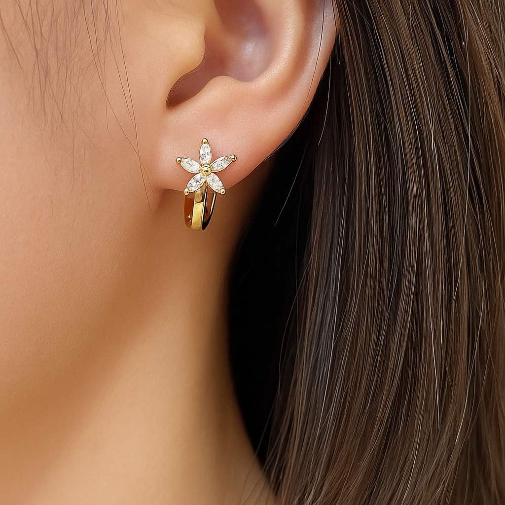 Small Flower Stud Earrings – 1 Pair of Simple Everyday Elegance