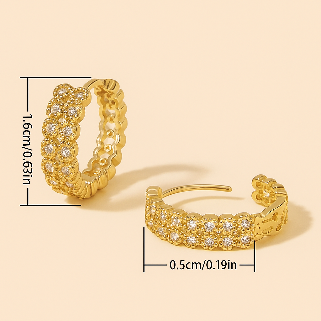 Double Row Hoop Earrings – Crystal Inlay Design for Women