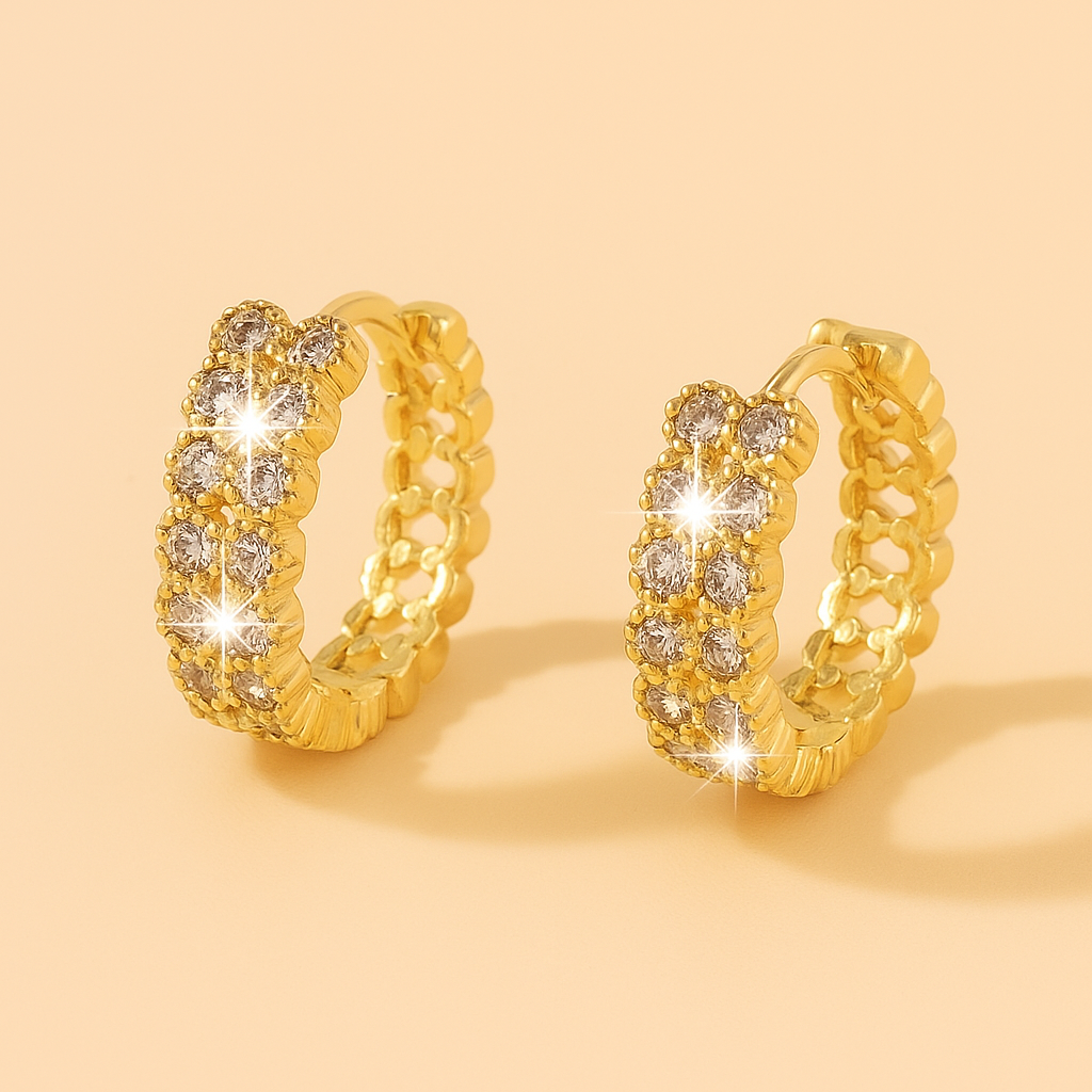 Double Row Hoop Earrings – Crystal Inlay Design for Women