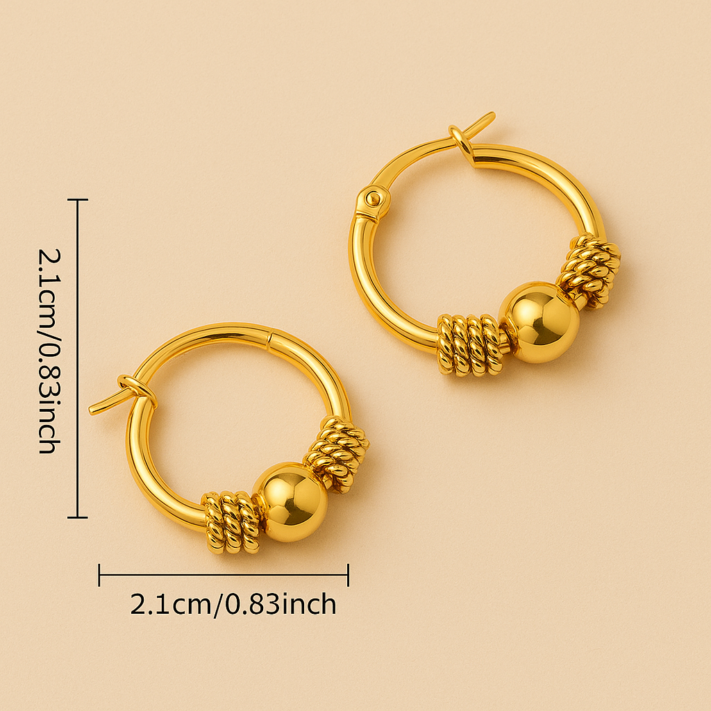 Retro-Inspired Stainless Steel Hoop Earrings – Elegant & Hypoallergenic