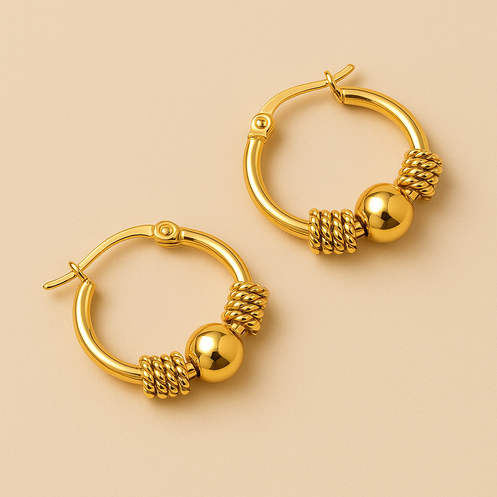 Retro-Inspired Stainless Steel Hoop Earrings – Elegant & Hypoallergenic