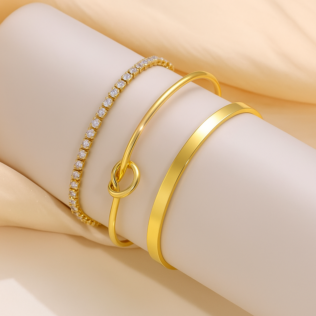 Layered Bohemian Bracelet Set – Heart Charms & Sparkling Zirconia