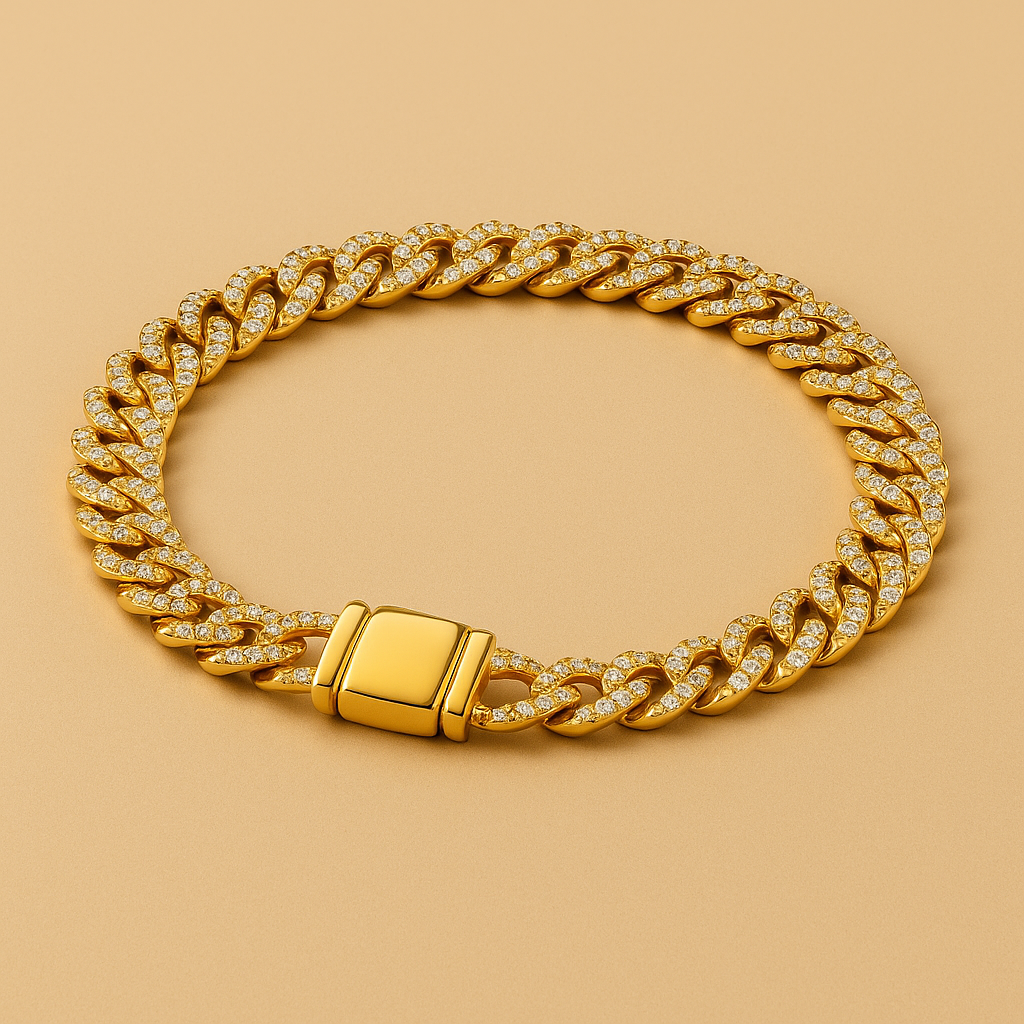 Cuban Link Moissanite Bracelet in 18k Gold