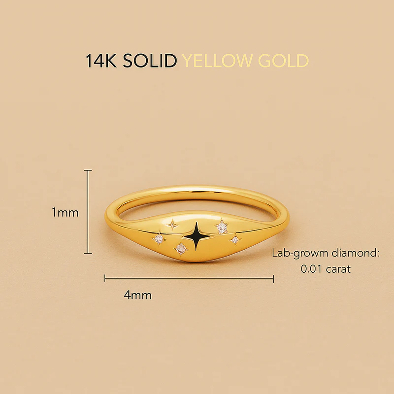 Diamond-Embellished Dome Ring in 14k Gold