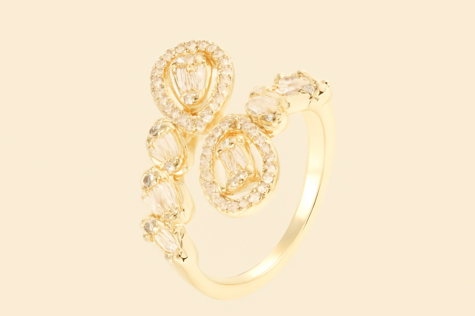 Ring of drop copper with synthetic zirconia
