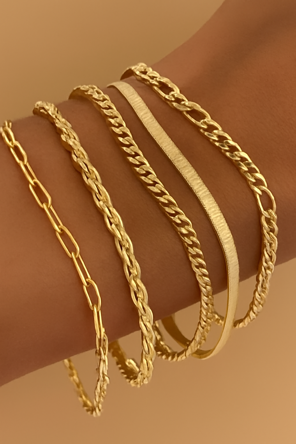 18K Gold Plated Bracelet Set - 5 Pieces