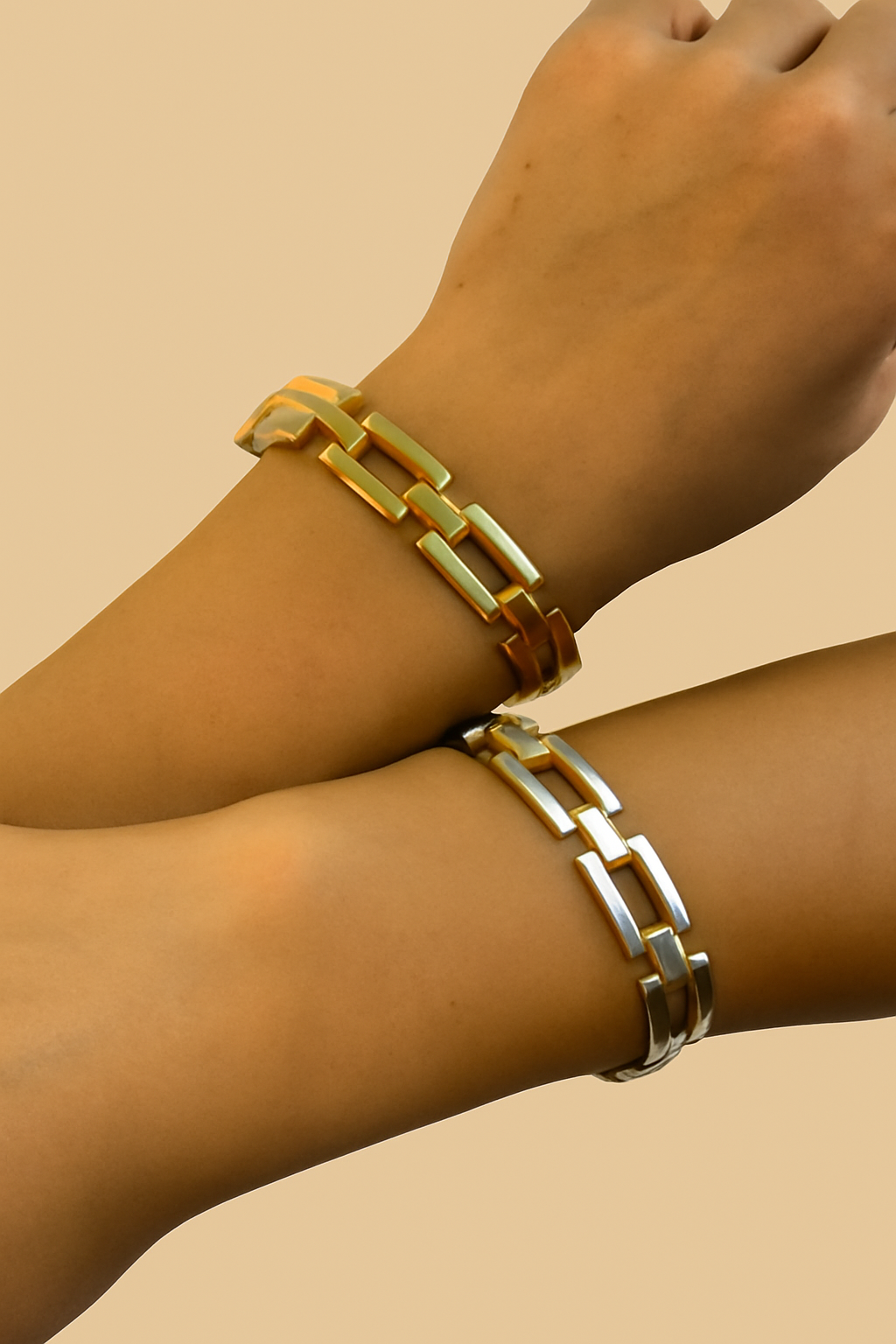 Hollow Gold Bracelet and Versatile Square Bangle