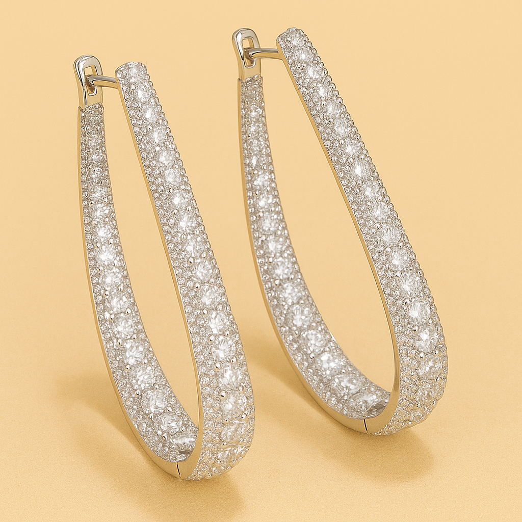 Dazzling crystal inspired creoles - synthetic zirconia elegance
