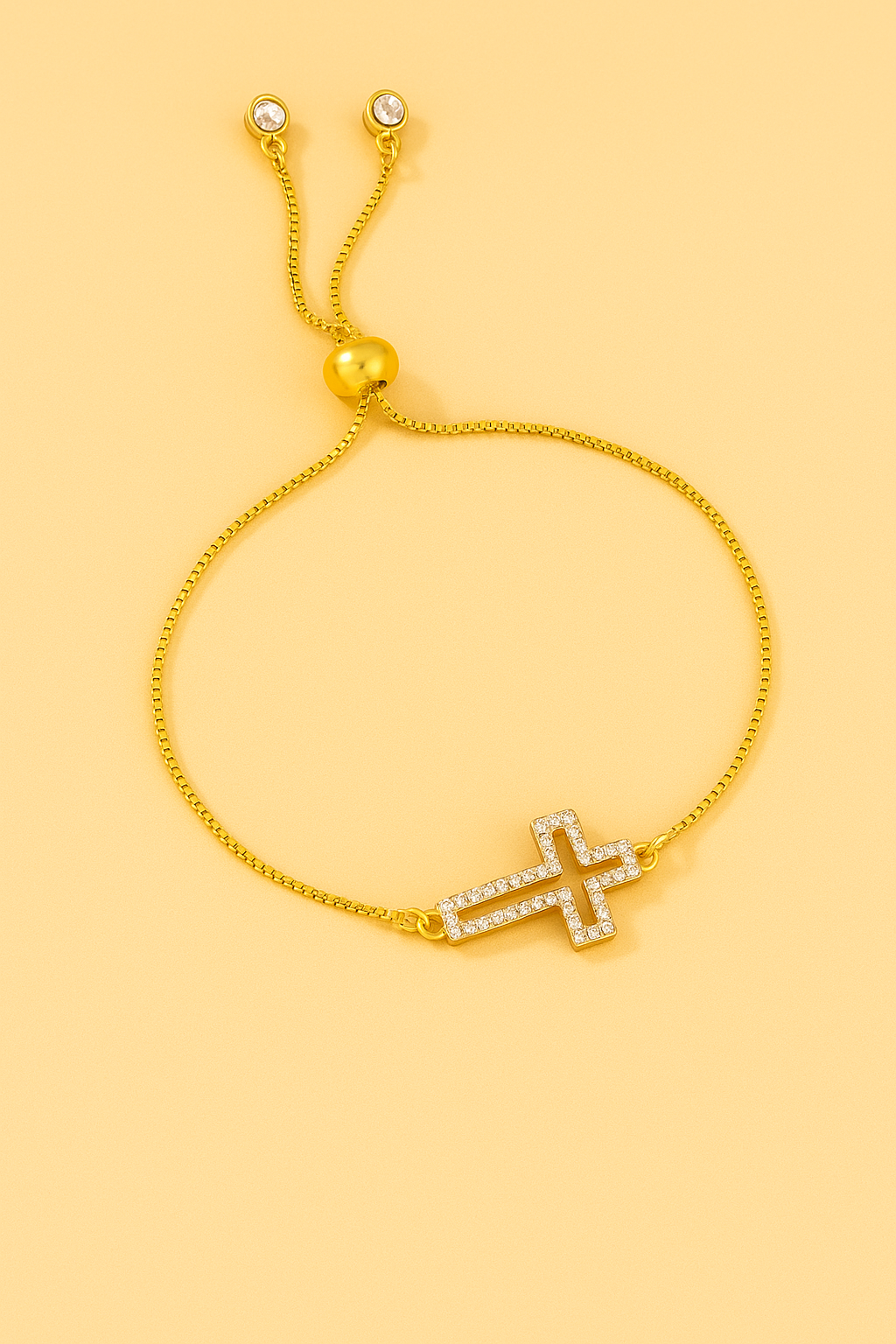 Ornate Rhinestone Cross Bracelet - for Women