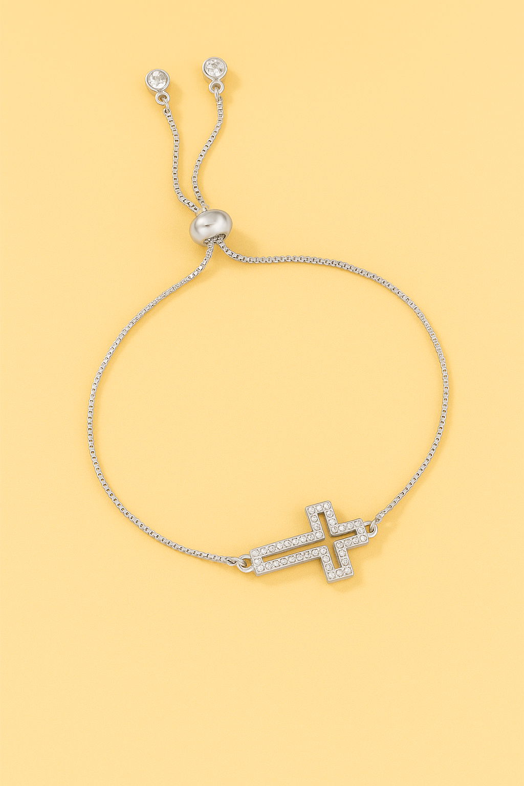 Ornate Rhinestone Cross Bracelet - for Women