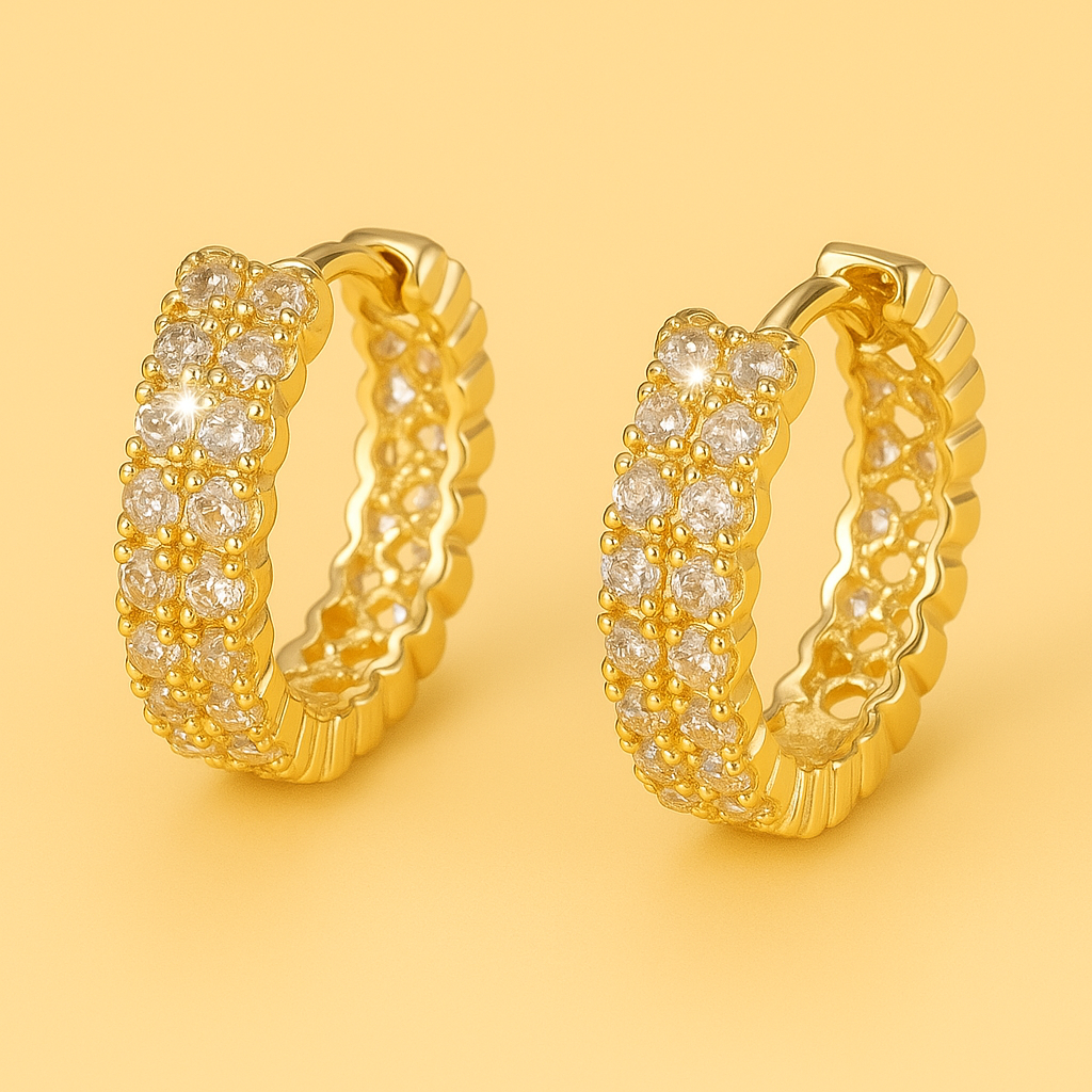 Chic double row crystal inlay earrings